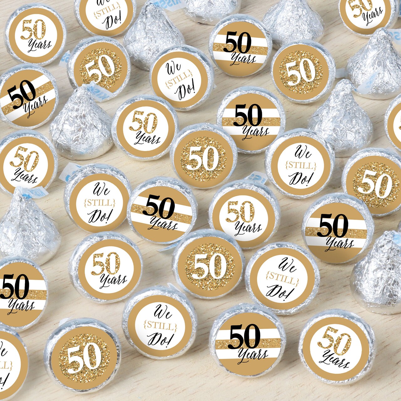 Big Dot of Happiness We Still Do - 50th Wedding Anniversary - Anniversary Party Small Round Candy Stickers - Party Favor Labels - 324 Count